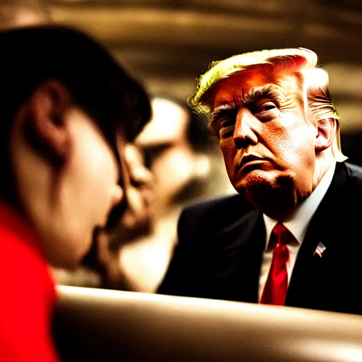 Image similar to wong kar - wai style photo of trump