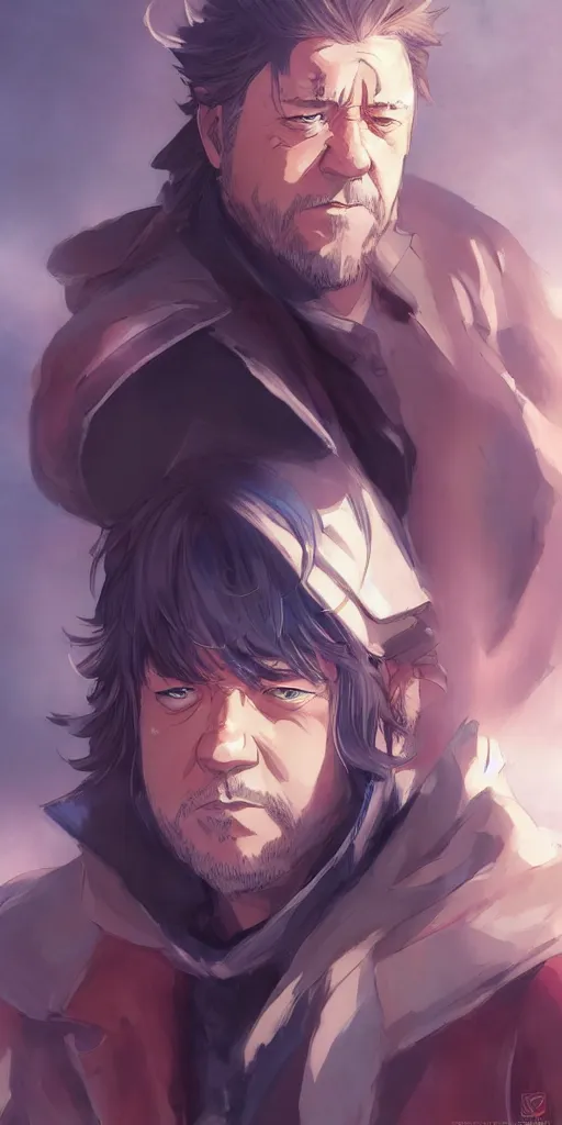 Prompt: anime portrait of Russell Crowe as an anime man by Stanley Artgerm Lau, WLOP, Rossdraws, James Jean, Andrei Riabovitchev, Marc Simonetti, and Sakimichan, trending on artstation