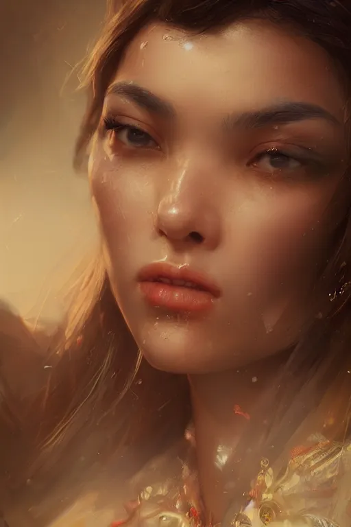 Image similar to portrait of a beautiful latina woman, ruan jia, wlop, sha xi, fantasy, hyper detailed, octane render, concept art, ornaments, artstation