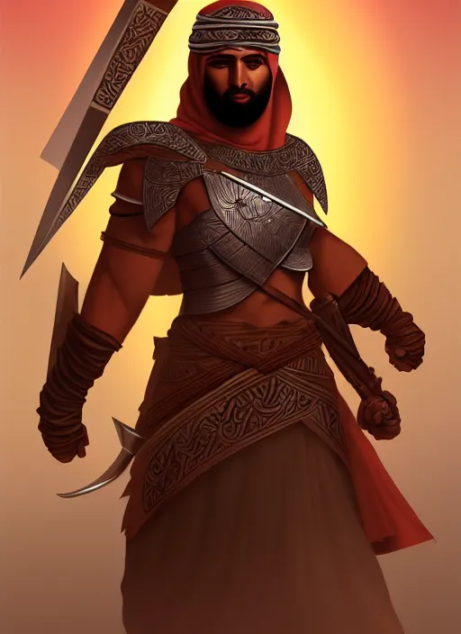 Image similar to arabic warrior, trending on artstation, by alex ronal