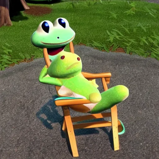 Prompt: froggy chair animal crossing