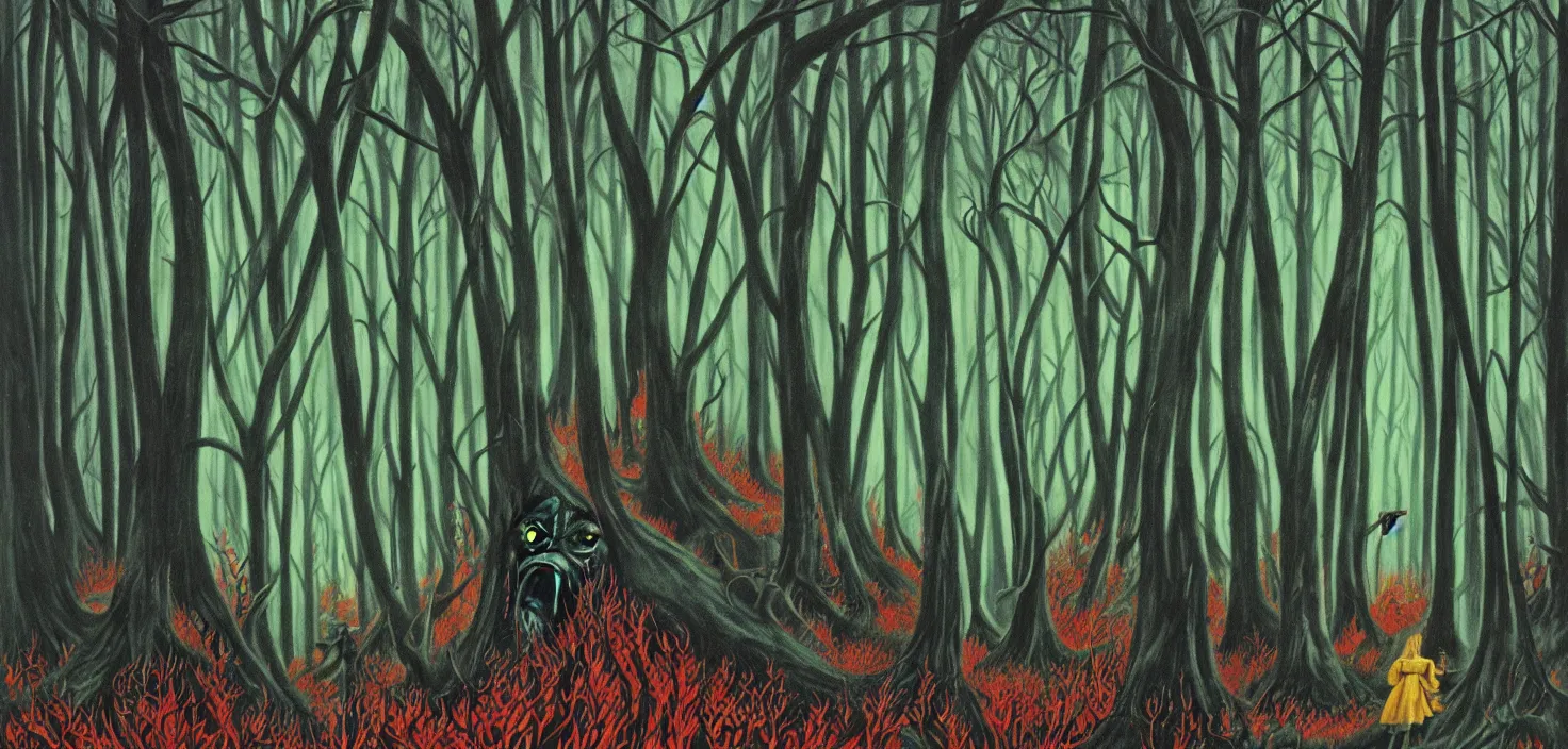 Prompt: dark forest by freas kelly