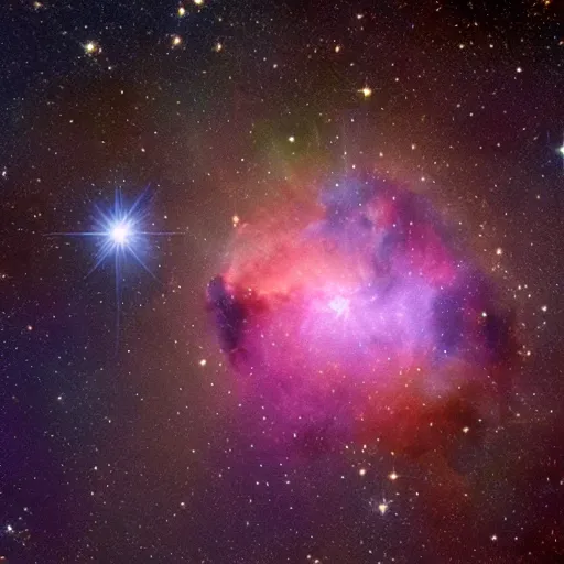 Prompt: A nebula that looks like kermit, james webb space telescope image.