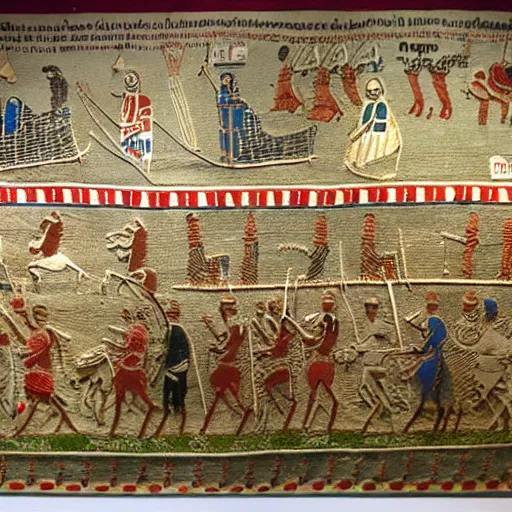 Image similar to bayeux tapestry, d day, invasion of normandy