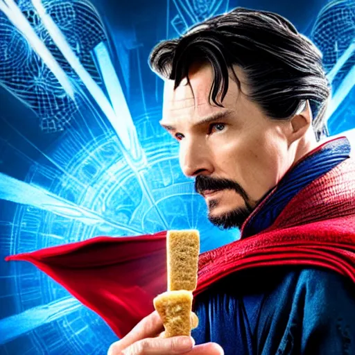 Prompt: doctor strange eating a graham cracker, 4k realistic photo