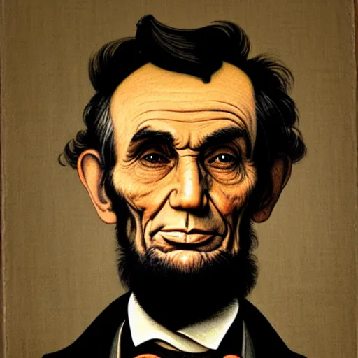 Prompt: portrait of abe lincoln by norman rockwell