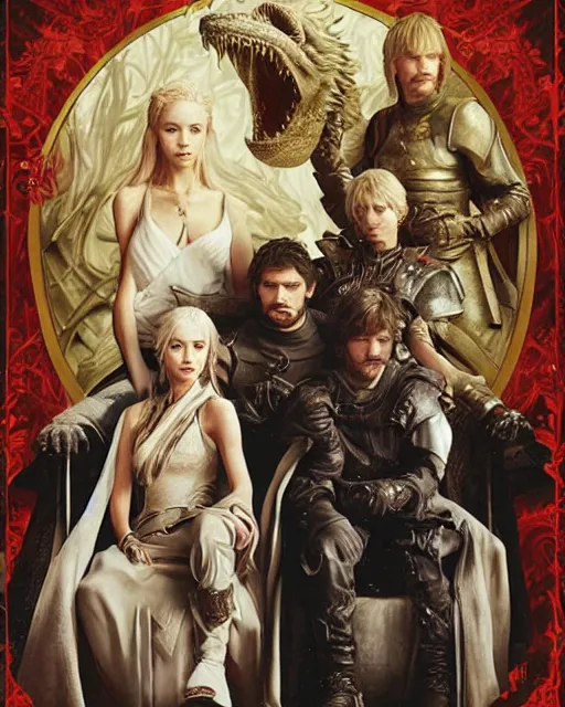 Prompt: Final Fantasy, Game of Thrones movie poster by drew struzan