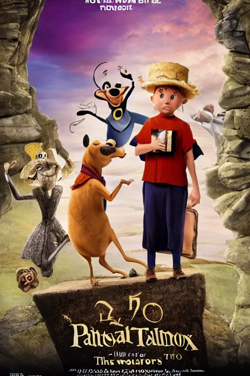 Image similar to disney the phantom tollbooth movie poster, cgi, cinema, realistic