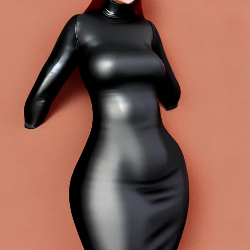 Prompt: a curvy pale goth woman wearing an elegant tight shiny latex high-neck dress, cgsociety, photorealistic, sublime-cool-hot-hyperadvanced, 16k, smooth, sharp focus, trending on ArtStation, volumetric lighting, fully clothed, thin waist