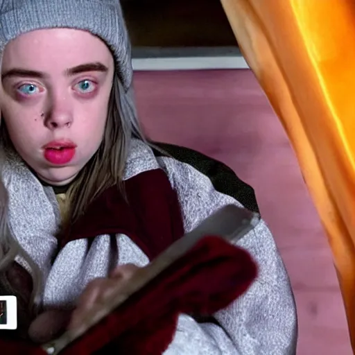 Image similar to billie eilish in movie home alone