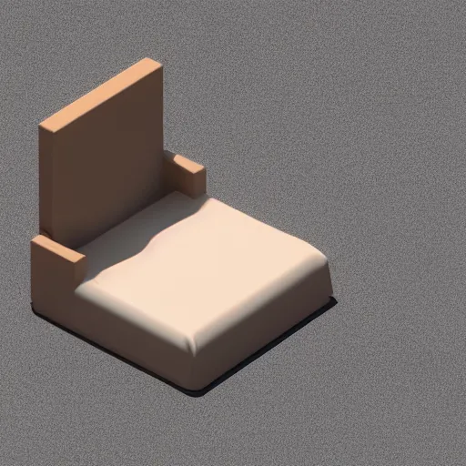 Image similar to a simple cute 3 d object of the bed, isometric game, isometric art, centralised, mohamed chahin, blender cycles render, medium poly, solid colours material, no background and shadows