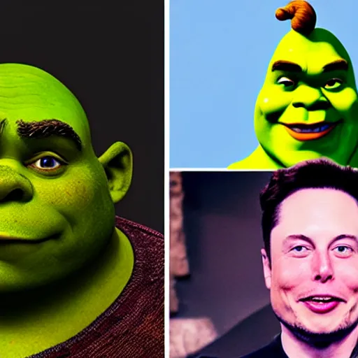 Prompt: shrek with elon musk in the bath photo - realistic