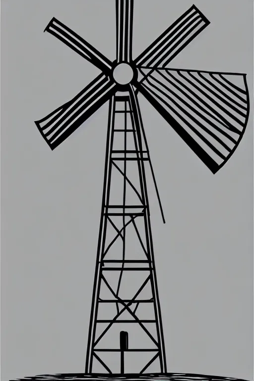 Image similar to minimalist boho style art of a an old windmill, illustration, vector art