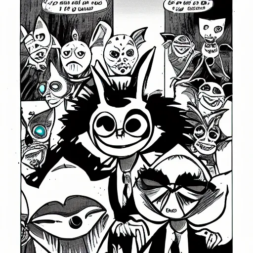 Image similar to comic book cover for a comic about gremlins,