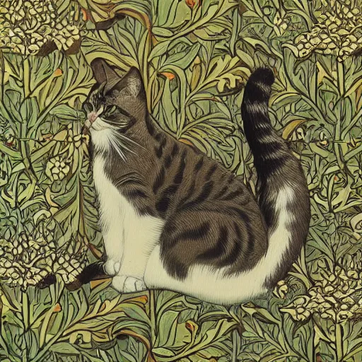 Image similar to cat by louis wainwilliam morris, 8 k, artstation