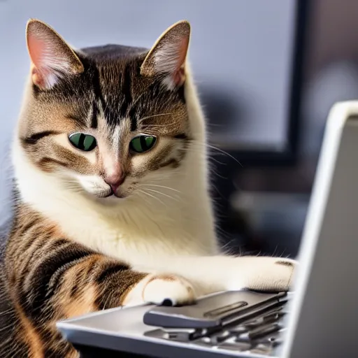 Prompt: cat working in the computer