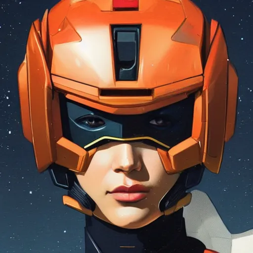 Image similar to a portrait of a stunning beautiful elite kendall jenner gundam pilot, with an intricate, detailed, urban inspired hiphop afro futuristic helmet, vector behance hd jesper ejsing, rhads, makoto shinkai, lois van baarle, ilya kuvshinov, rossdraws, hd, 3 2 k, ilya kuvshinov, gustav klimt