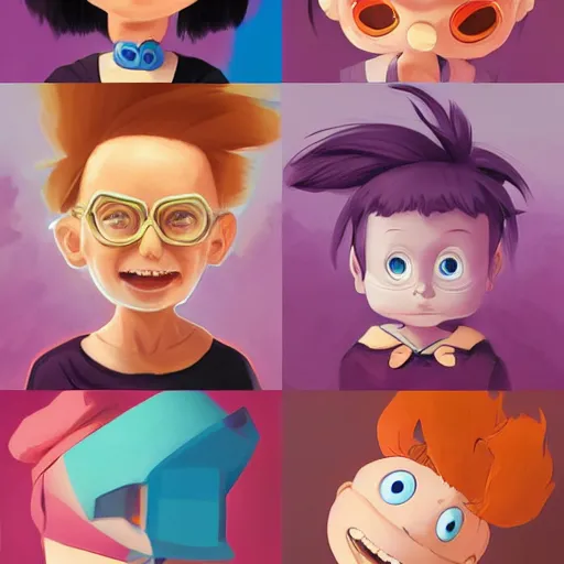 Image similar to face icon stylized minimalist rugrats, loftis, cory behance hd by jesper ejsing, by rhads, makoto shinkai and lois van baarle, ilya kuvshinov, rossdraws global illumination