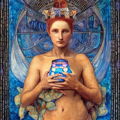 Image similar to the dawn queen with her lantern, by annie swynnerton and diego rivera and elihu vedder, symbolist, dramatic lighting, elaborate geometric ornament, art brut, smooth, sharp focus, extremely detailed, leo and diane dillon, adolf wolfli, soft pastel colors