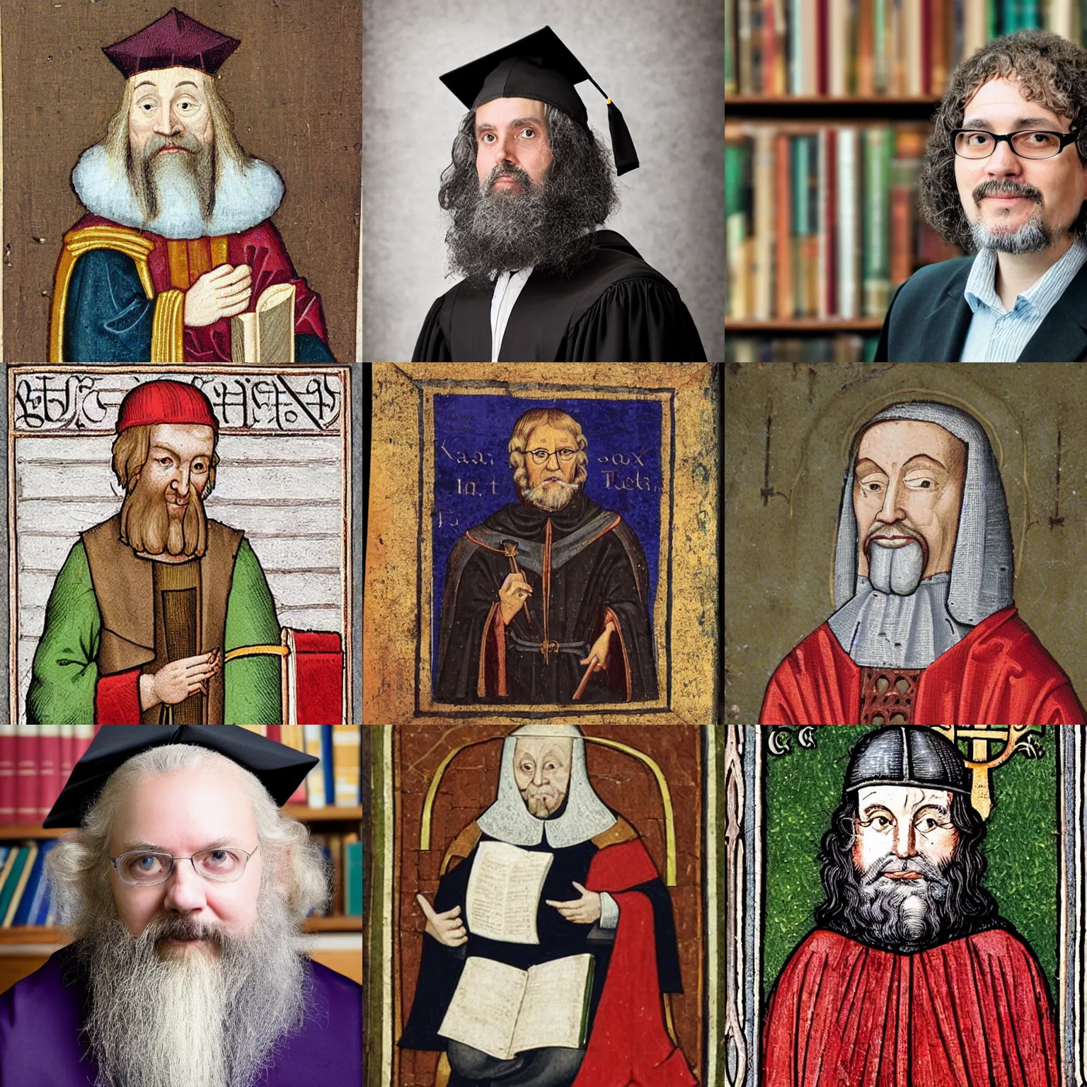 Prompt: faculty photo of a medieval studies professor