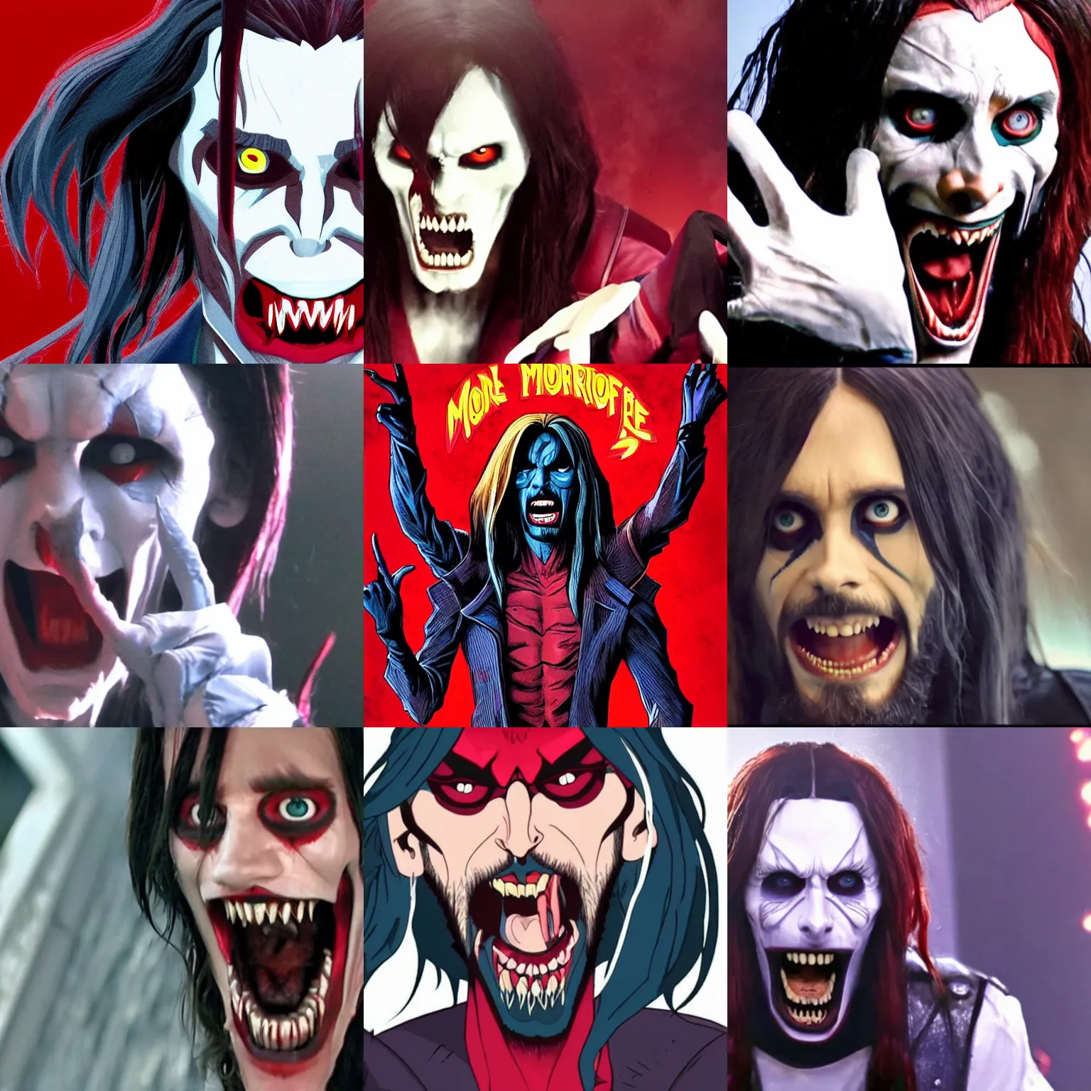 Prompt: a screenshot of Jared Leto as Morbius saying It\'s Morbin Time