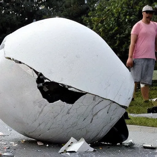 Image similar to an giant marble fall from sky and hit car , wrecked