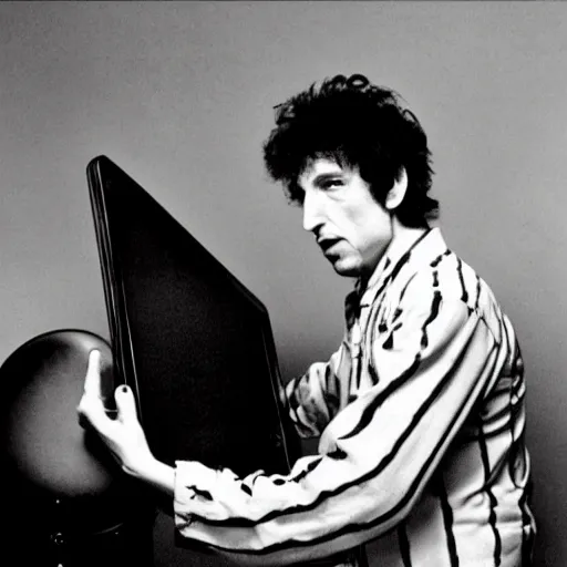 Prompt: bob dylan punching a telly tubby