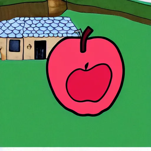Image similar to house in a giant apple in the style of Zhang Yin