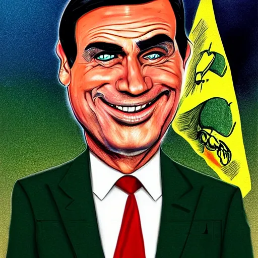 Image similar to jair bolsonaro caricature realism, in the style of al hirschfeld!