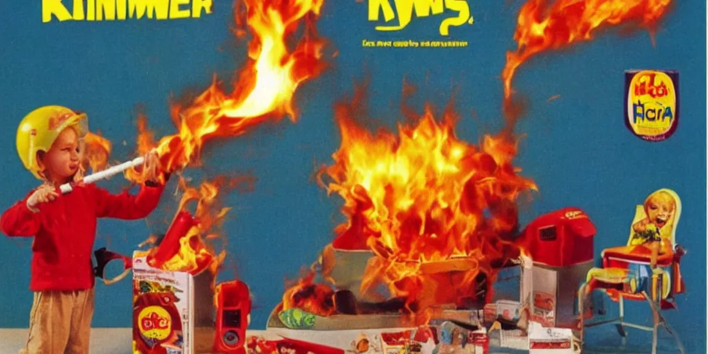 Prompt: A flamethrower for kids, tv ad 1990