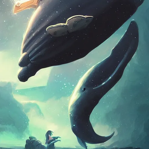 Prompt: space magical whale, galaxy whale, epic fantasy style art, galaxy theme, eyes, eyes, eyes, eyes, by Greg Rutkowski, hearthstone style art, 99% artistic