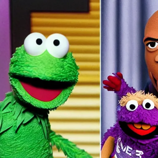 Image similar to the rock as a muppet on sesame street