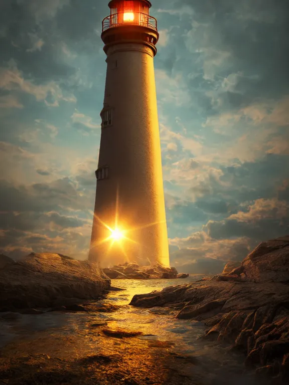 Prompt: portrait art of lighthouse 8k ultra realistic , lens flare, atmosphere, glow, detailed,intricate, full of colour, cinematic lighting, trending on artstation, 4k, hyperrealistic, focused, extreme details,unreal engine 5, cinematic, masterpiece
