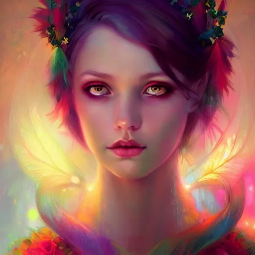 Image similar to colorful and Festive Captivating Fairy portrait, atmospheric lighting, painted, intricate, highly detailed by Charlie Bowater