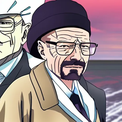 Image similar to Walter White in a Japan anime 4k detail