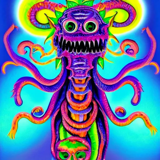 Prompt: horrifying eldritch monster in the style of lisa frank
