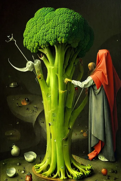 Image similar to hieronymus bosch, greg rutkowski, anna podedworna, painting of the broccoli