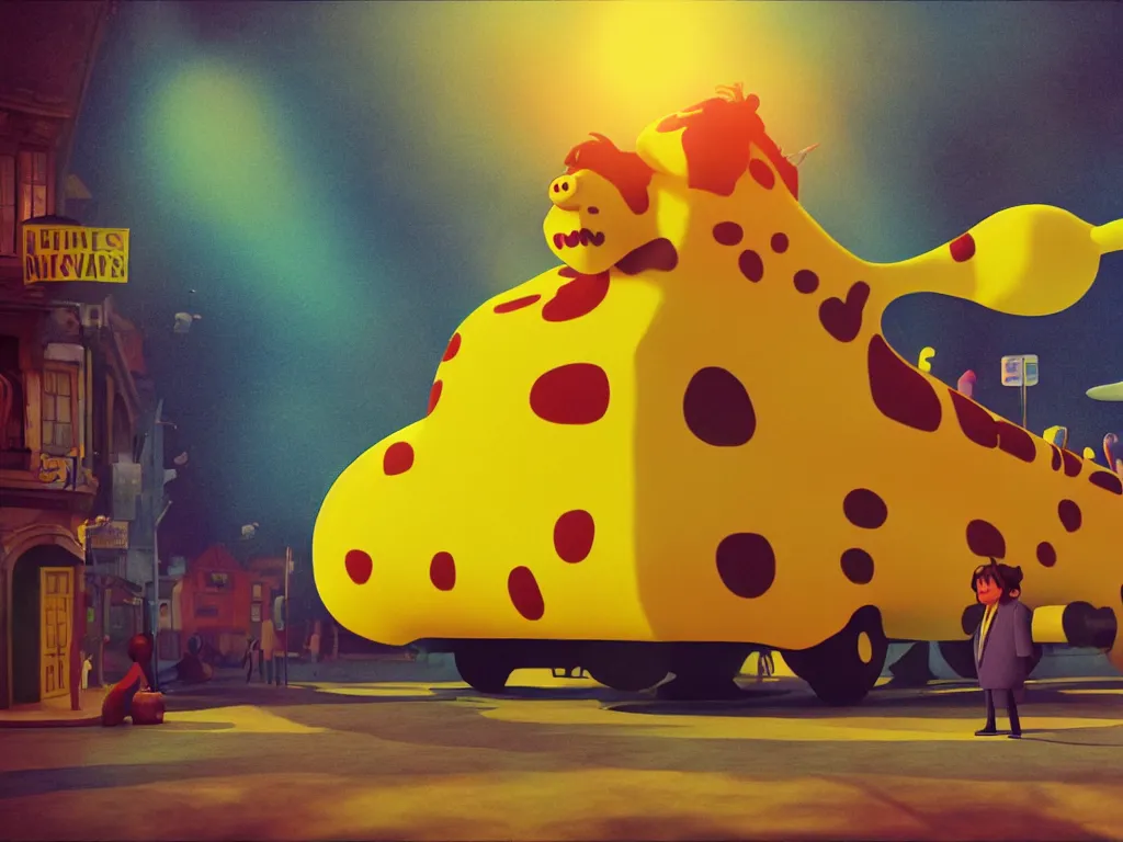 Image similar to yellow submarine by the beatles, photorealistic painting, cgi, low volumetric light, movie still, very cute and cozy and fluffy and sweet