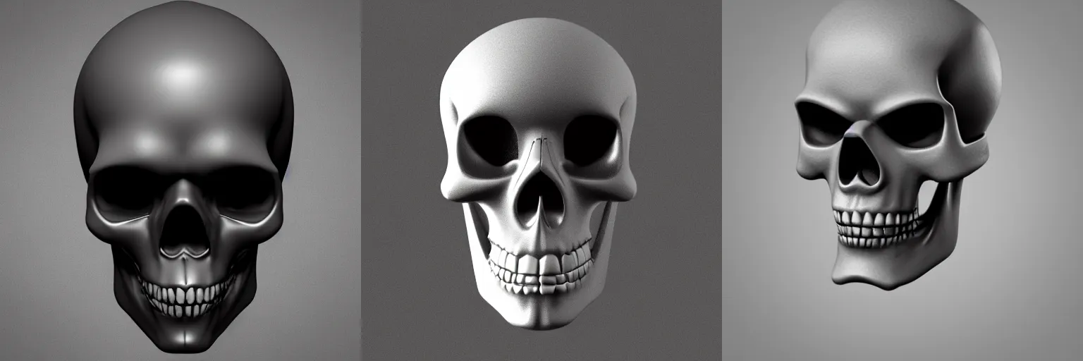 Prompt: dark noir portrait 3d render of a stylish skull