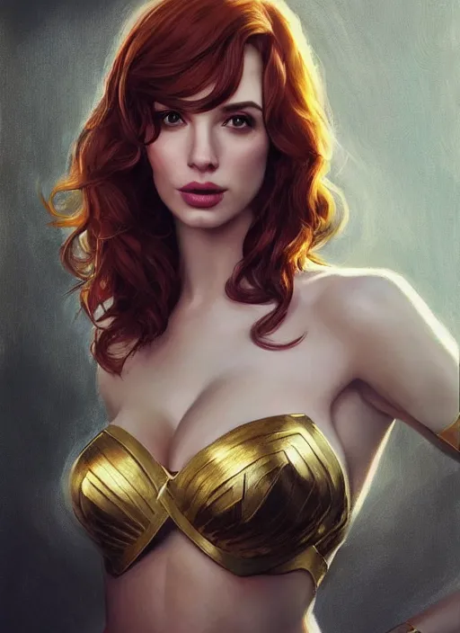Image similar to photo of a gorgeous christina hendricks / gal gadot hybrid in the style of stefan kostic, realistic, professionally, professionally color graded, half body shot, sharp focus, k high definition, insanely detailed, intricate, elegant, art by stanley lau and artgerm