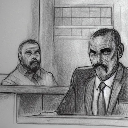 Image similar to mario at the witness stand in court. pencil court sketch. intricate. highly professionally detailed.