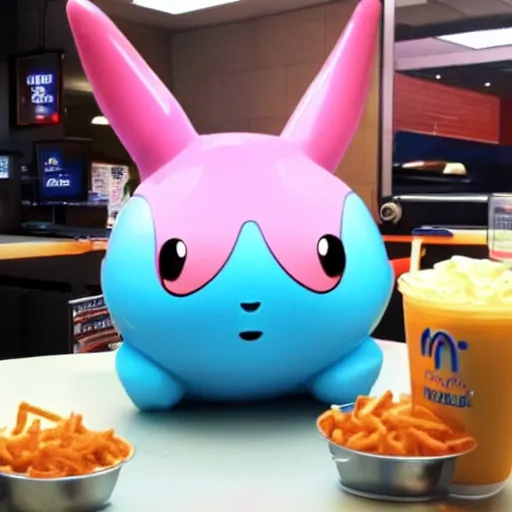 Prompt: a wobbuffet working at mcdonalds