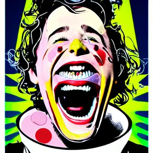 Prompt: pop-art of the Devil laughing hysterically