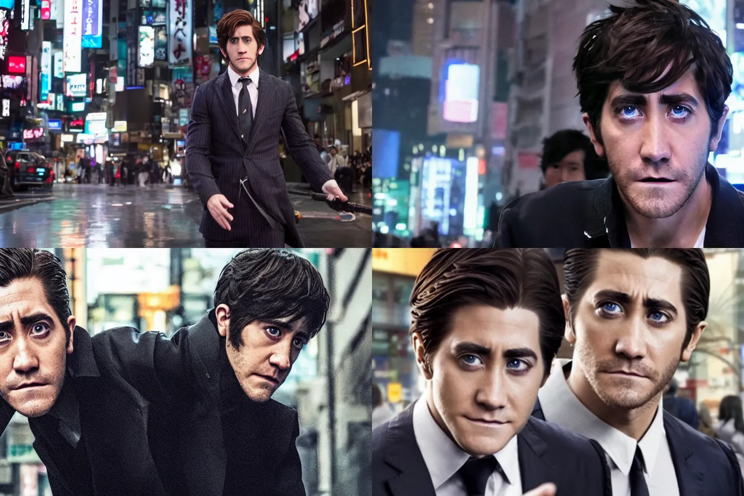 Prompt: Jake Gyllenhaal playing Yusuke Kitagawa in a live action adaptation of Persona 5, film still, shibuya, artistic,