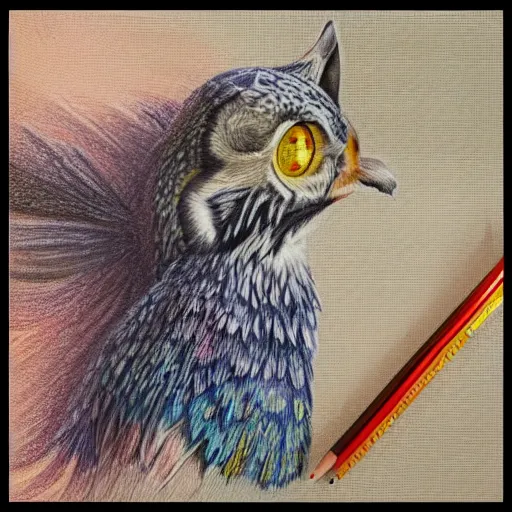 Image similar to Colored pencil art on paper, highly detailed, artstation, PrismaColor