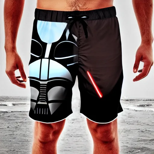 Image similar to darth vader in swim trunks