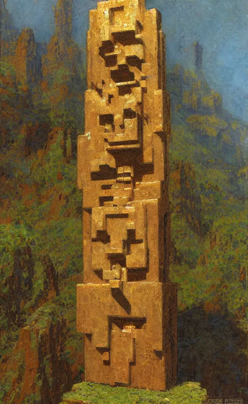 Image similar to Minecraft Herobrine Totem,painting by Gaston Bussiere, Craig Mullins