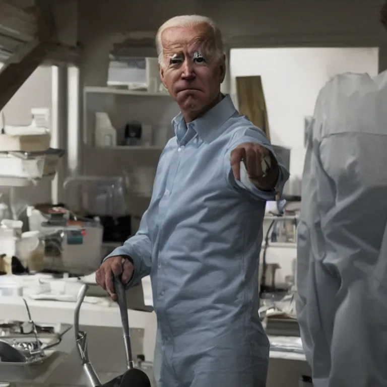 Prompt: Joe Biden as Walter White in Breaking Bad, film still