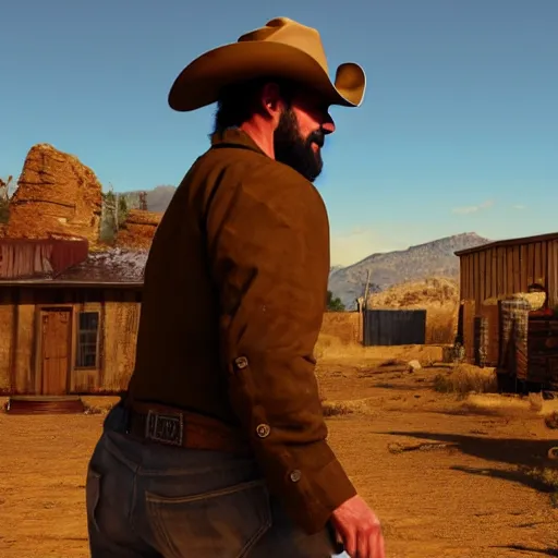 Prompt: A cowboy mid-teleport in an old west town. Long shot, 4k ultra-realistic, warm lighting