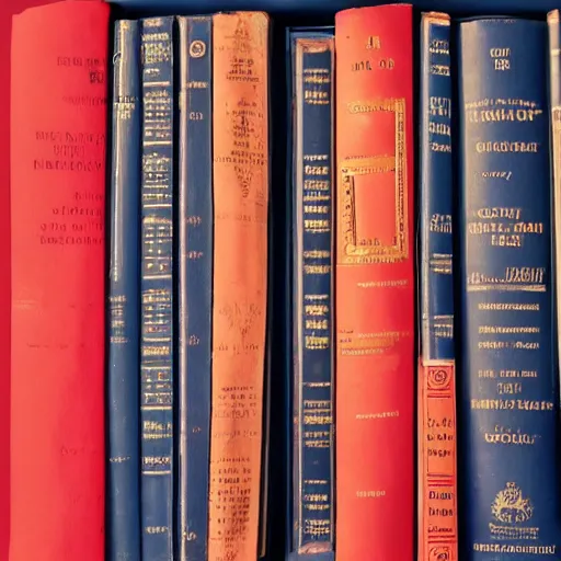 Prompt: A red book on top of a blue book